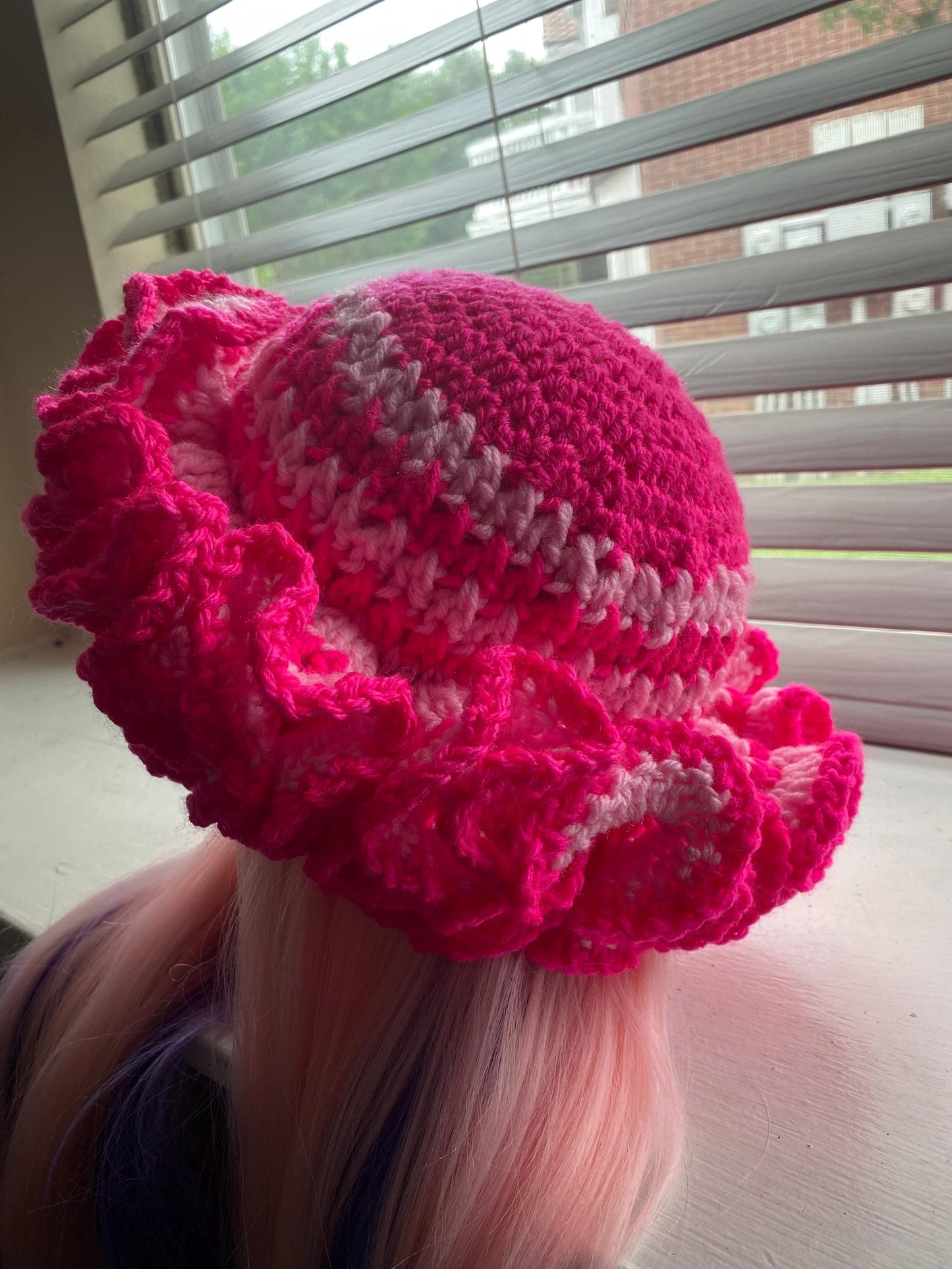 Digital Crochet Pattern PDF – Women’s Boho Ruffle Beanie & Bucket Hat