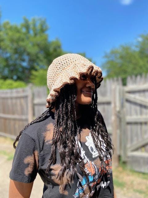 Digital Crochet Pattern PDF – Boho Ruffle Floppy Bucket Hat