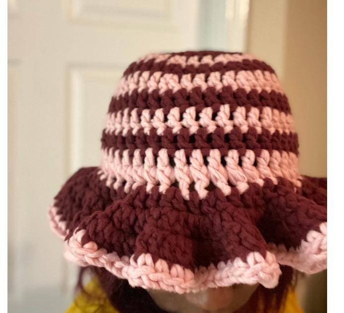 Digital Crochet Pattern PDF – Women’s Boho Chunky Ruffle Bucket Hat