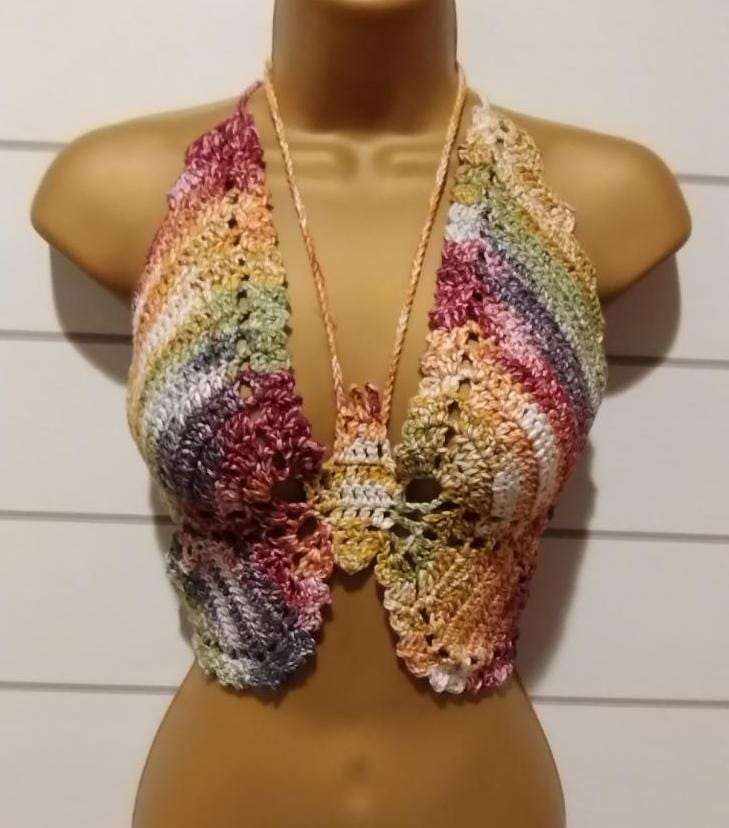 Digital Crochet Pattern PDF – Boho Butterfly Backless Crop Top