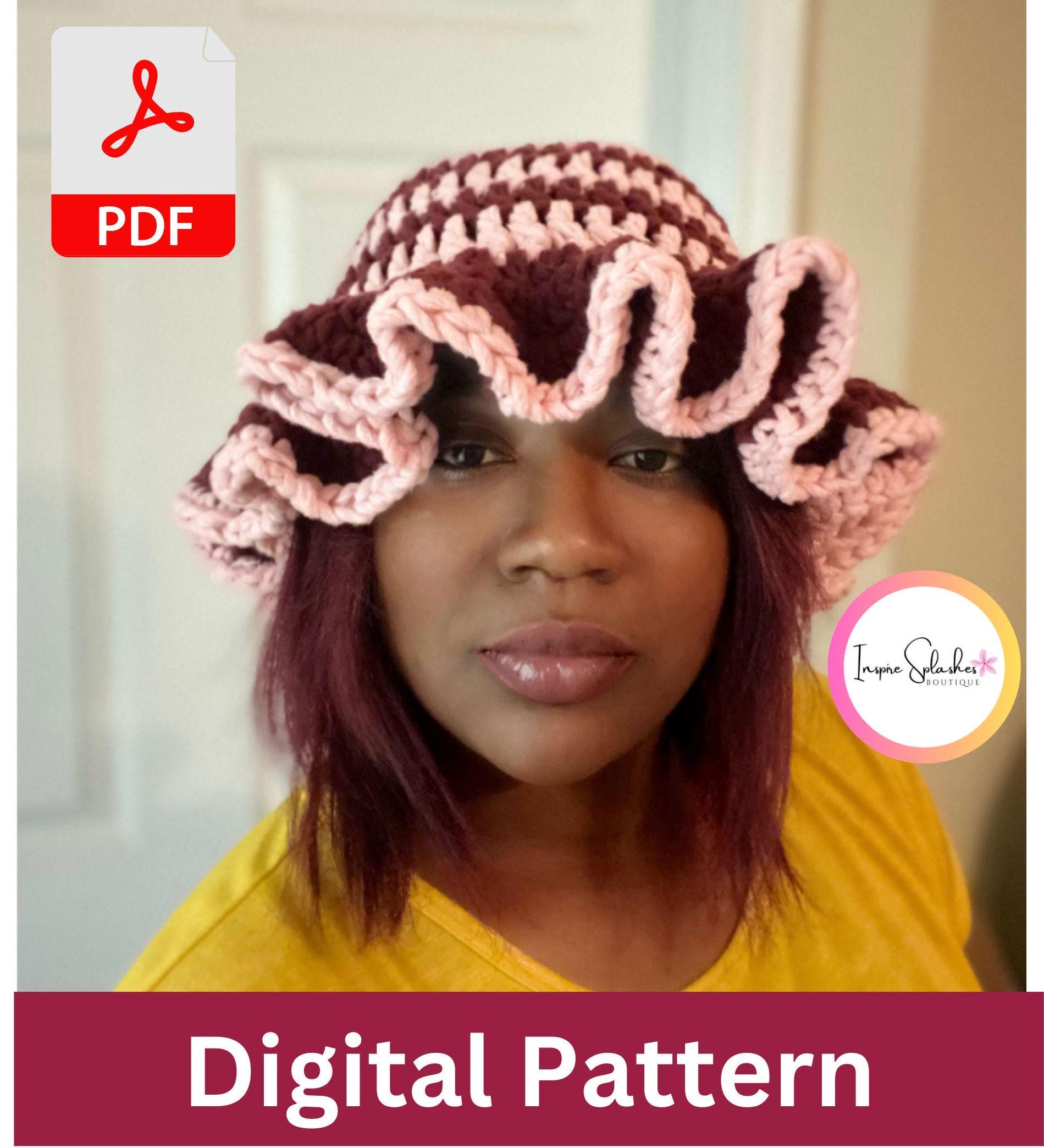 Digital Crochet Pattern PDF – Women’s Boho Chunky Ruffle Bucket Hat