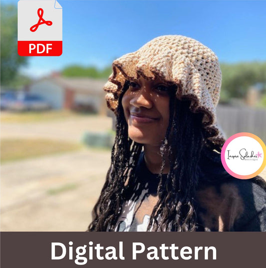 Digital Crochet Pattern PDF – Boho Ruffle Floppy Bucket Hat