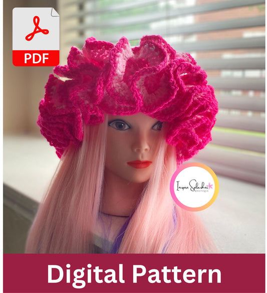 Digital Crochet Pattern PDF – Women’s Boho Ruffle Beanie & Bucket Hat