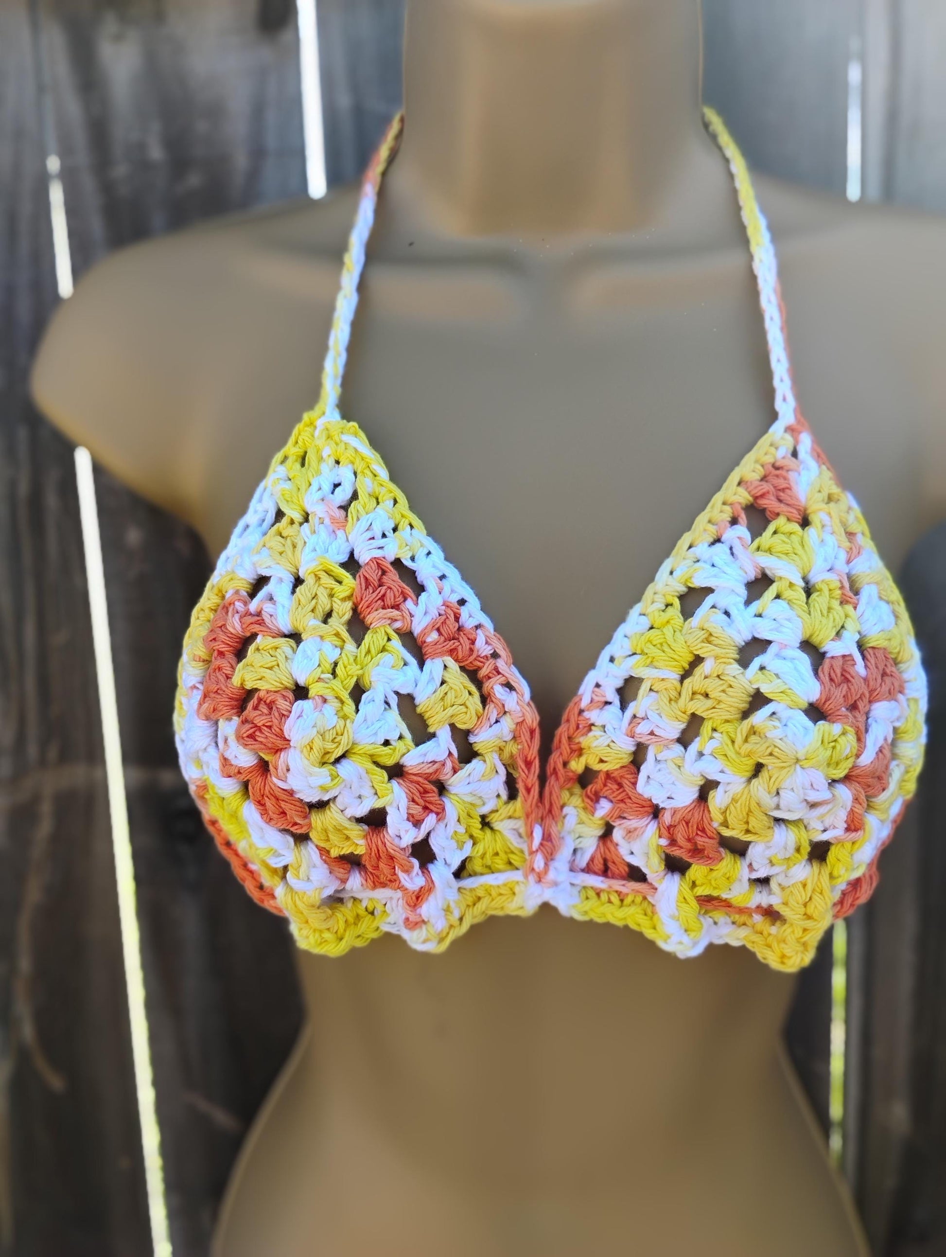 Digital Crochet Pattern PDF – Retro Granny Square Bikini Top