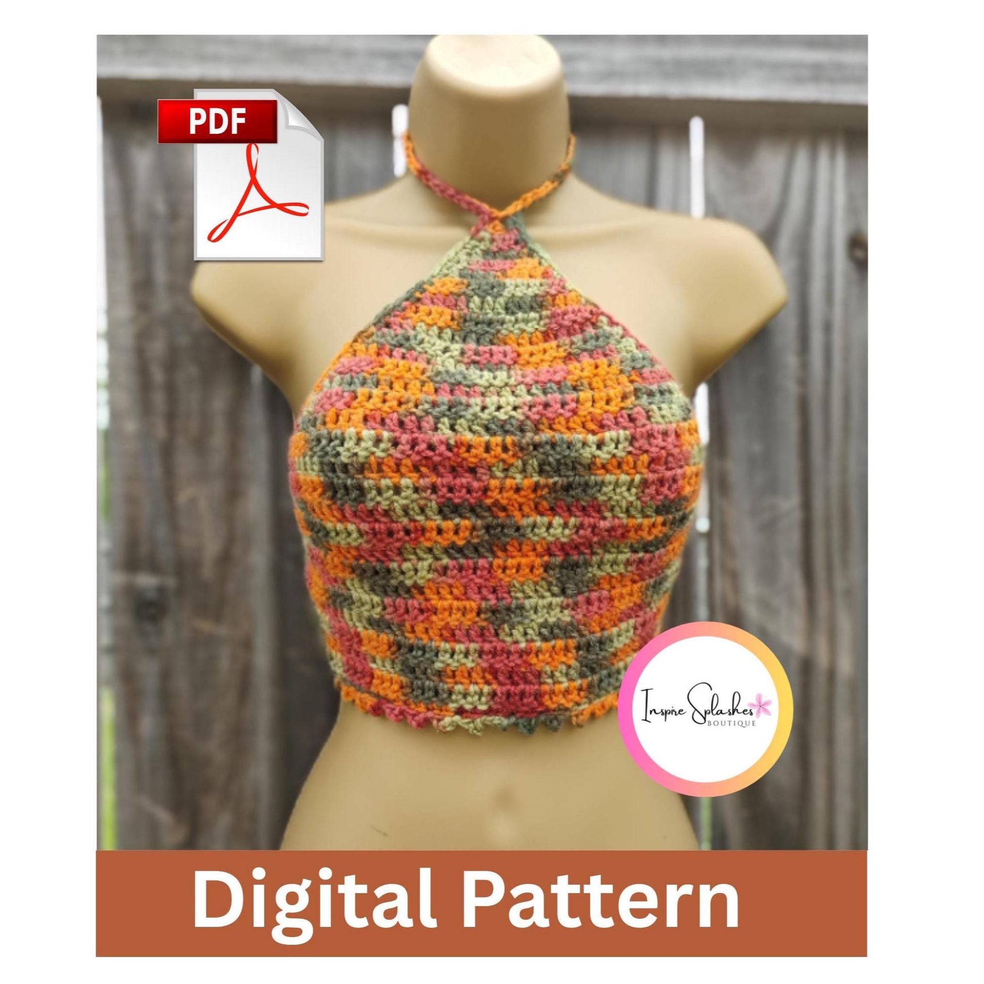 Digital Crochet Pattern – Summer Triangle Halter Wrap Top