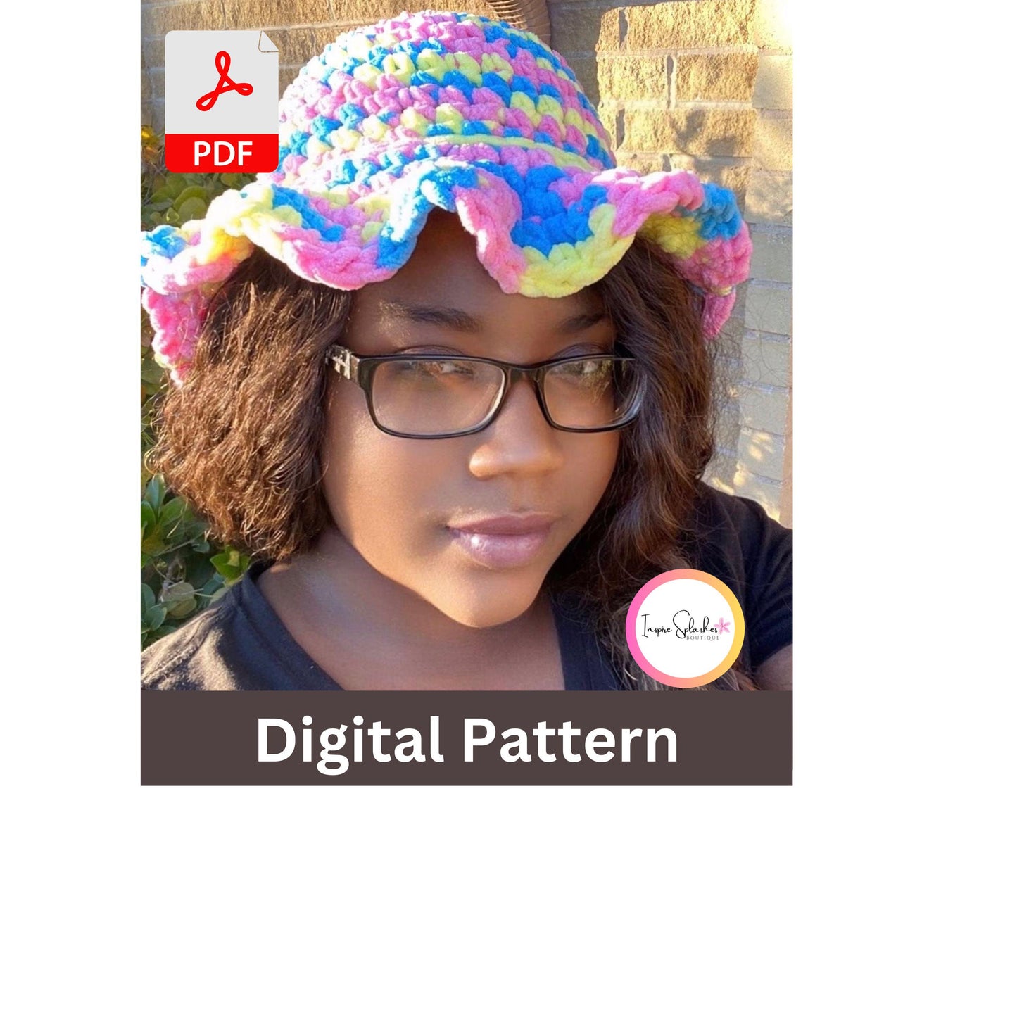 Digital Crochet Pattern PDF – Women’s Boho Ruffle Bucket Hat