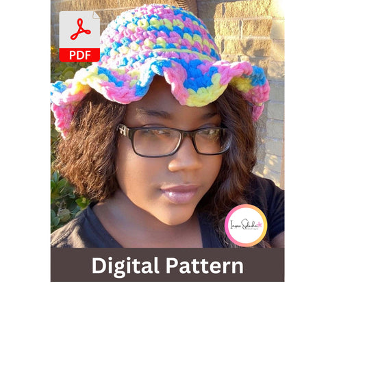 Digital Crochet Pattern PDF – Women’s Boho Ruffle Bucket Hat