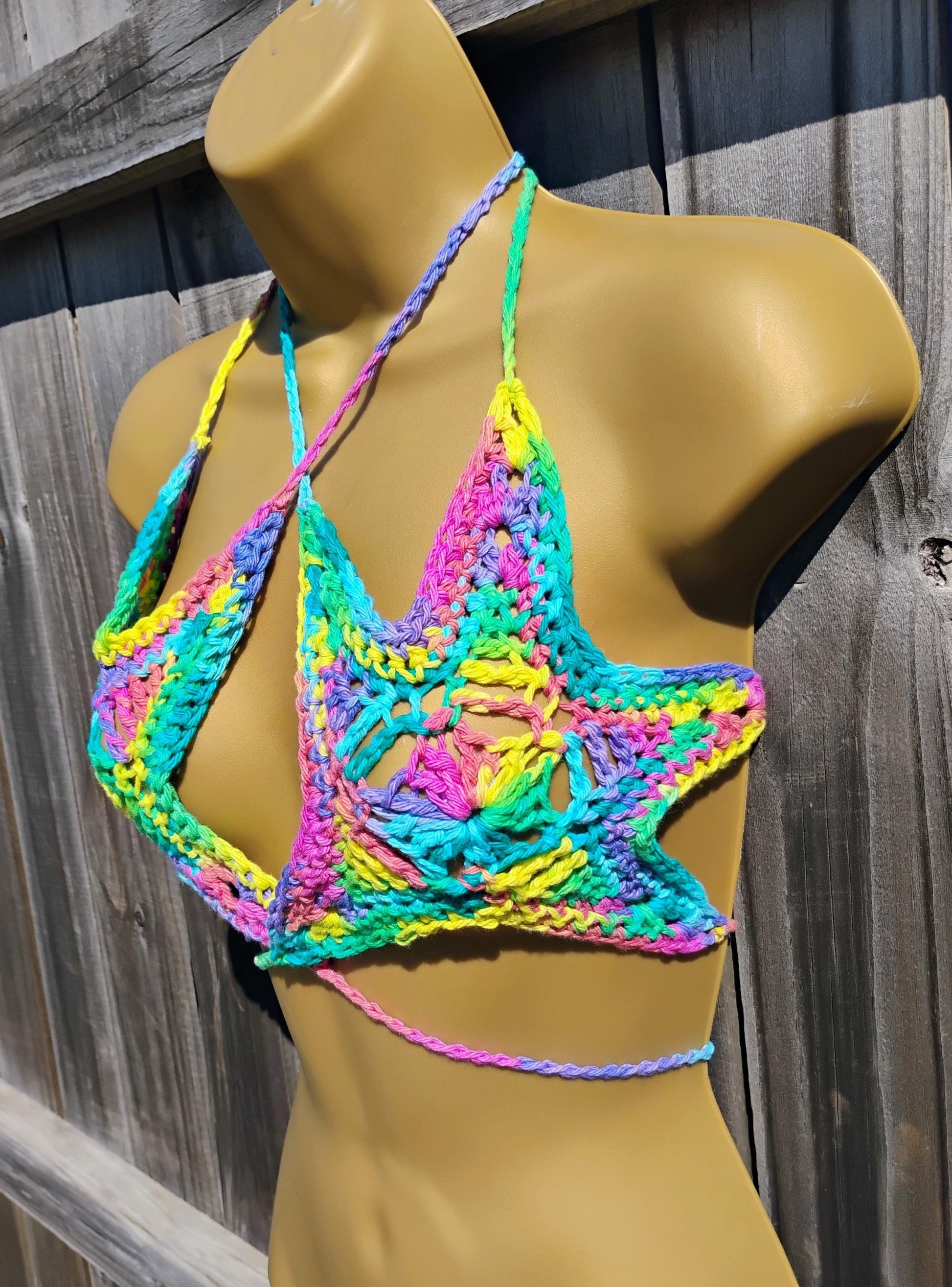 Crochet Pattern PDF – Festival Starfish Bralette & Summer Crop Top