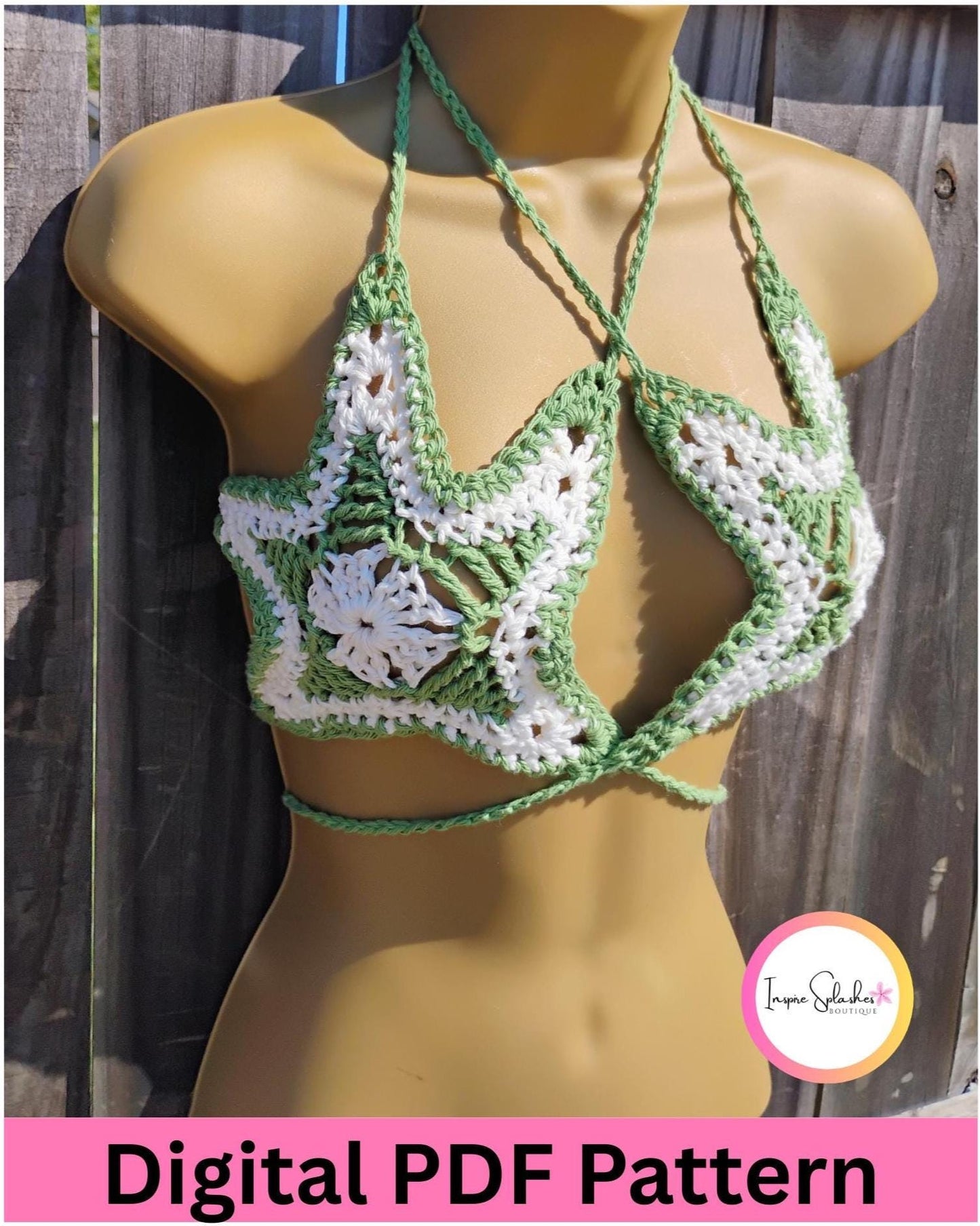 Crochet Pattern PDF – Festival Starfish Bralette & Summer Crop Top