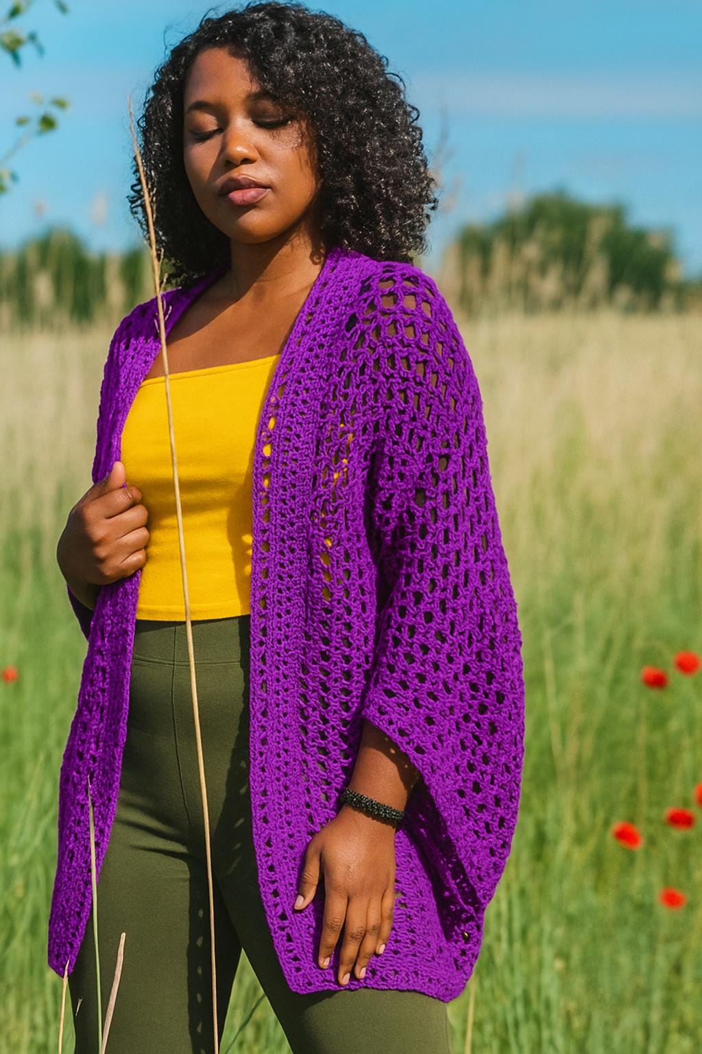 Digital Lacey Circle V-Stitch Shrug Crochet Pattern – U.S. & U.K. Terminology, Sizes XS–2XL, PDF Pattern